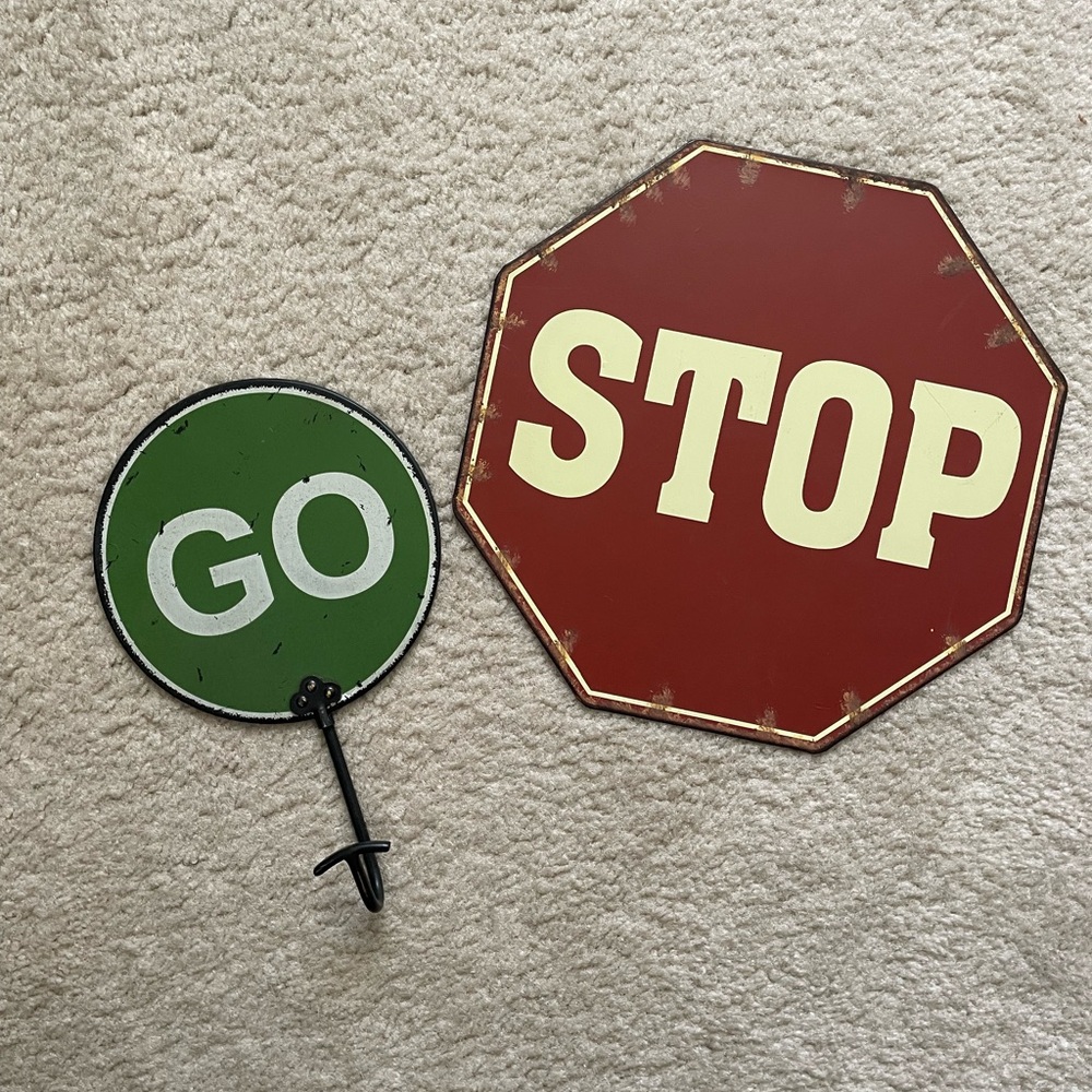 Red Stop Sign and Green Go Sign Decor